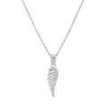 Rhodium Plated 925 Sterling Silver Lab Grown Diamond Angel Wing Pendant Necklace - LGMN00028