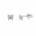 Rhodium Plated 925 Sterling Silver Lab Grown Diamond Butterfly Stud Earring - LGTGE00049