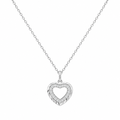 Rhodium Plated 925 Sterling Silver Lab Grown Diamond Cut Heart Pendant Necklace - LGMN00031