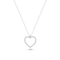 Rhodium Plated 925 Sterling Silver Lab Grown Diamond Heart Pendant Adjustable Necklace - LGMN00001