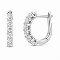 Rhodium Plated 925 Sterling Silver Lab Grown Diamond Huggie Hoop Hinged Closure Earrings - LGME00021