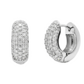 Rhodium Plated 925 Sterling Silver Lab Grown Diamond Iced Out Double Row Huggie Hoop Earrings - LGME00017