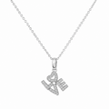 Rhodium Plated 925 Sterling Silver Lab Grown Diamond Love Pendant Necklace - LGMN00029