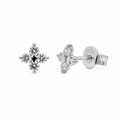 Rhodium Plated 925 Sterling Silver Lab Grown Diamonds Clover Stud Earring - LGTGE00054