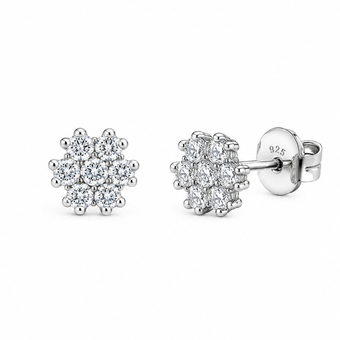 Rhodium Plated 925 Sterling Silver Lab Grown Diamonds Nova Stud Earring - LGTGE00055