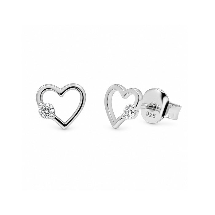 Rhodium Plated 925 Sterling Silver Lab Grown Diamonds Open Heart Earring - LGTGE00052