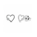 Rhodium Plated 925 Sterling Silver Lab Grown Diamonds Open Heart Earring - LGTGE00052