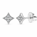 Rhodium Plated 925 Sterling Silver Lab Grown Diamonds Quatrefoil Stud Earring - LGTGE00047