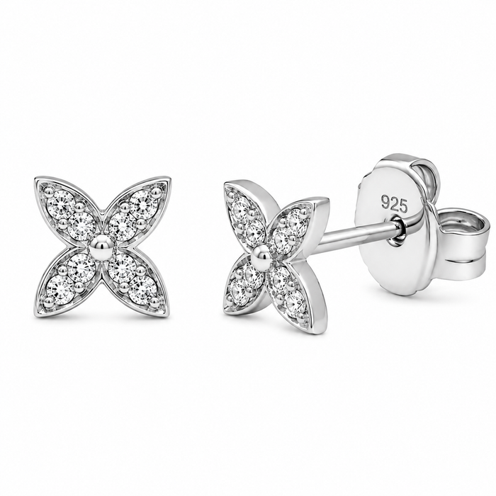 Rhodium Plated 925 Sterling Silver Lab Grown Diamonds Stud Earring - LGTGE00053