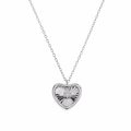 Rhodium Plated 925 Sterling Silver Lab Grown Radiant Heart Pendant Adjustable Necklace - LGTGN00018