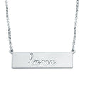 Rhodium Plated 925 Sterling Silver Love Engraved Bar Pendant Necklace  - ARN00055RH | Silver Palace Inc.