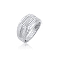 Rhodium Plated 925 Sterling Silver Men's Classic Moissanite Rectangle Top 13mm Ring - MGMR00036