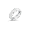 Rhodium Plated 925 Sterling Silver Men's Clear CZ Baguette Textured Edge 7.5mm Ring - TGR00010