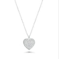 Rhodium Plated 925 Sterling Silver Moissanite 11mm x 13mm Heart Studded Adjustable Necklace - MTGN00005