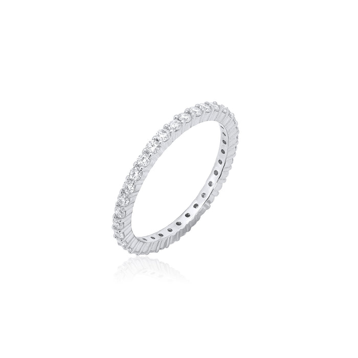 Rhodium Plated 925 Sterling Silver Moissanite 2.5mm Eternity Ring - MGMR00041