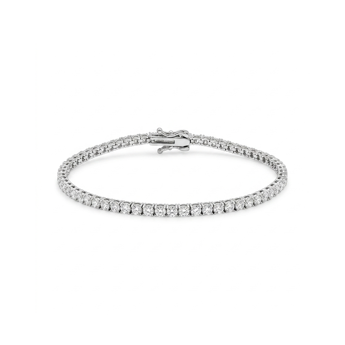 Rhodium Plated 925 Sterling Silver Moissanite 2mm Tennis Bracelet - MGMB00130-7.25
