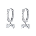 Rhodium Plated 925 Sterling Silver Moissanite Bow Hoop Earring - MGME00041