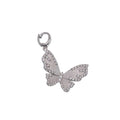 Rhodium Plated 925 Sterling Silver Moissanite Brushed Textured Butterfly Pendant - MGMP00022