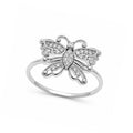 Rhodium Plated 925 Sterling Silver Moissanite Butterfly Cocktail Ring - MGMR00072