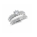 Rhodium Plated 925 Sterling Silver Moissanite Channel Set Baguettes and Leaf Detail Ring - MGMR00061