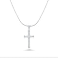 Rhodium Plated 925 Sterling Silver Moissanite Classic Cross Pendant - MGMP00013