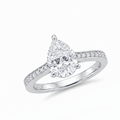 Rhodium Plated 925 Sterling Silver Moissanite Classic Pear-Cut Solitaire Ring - MGMR00063