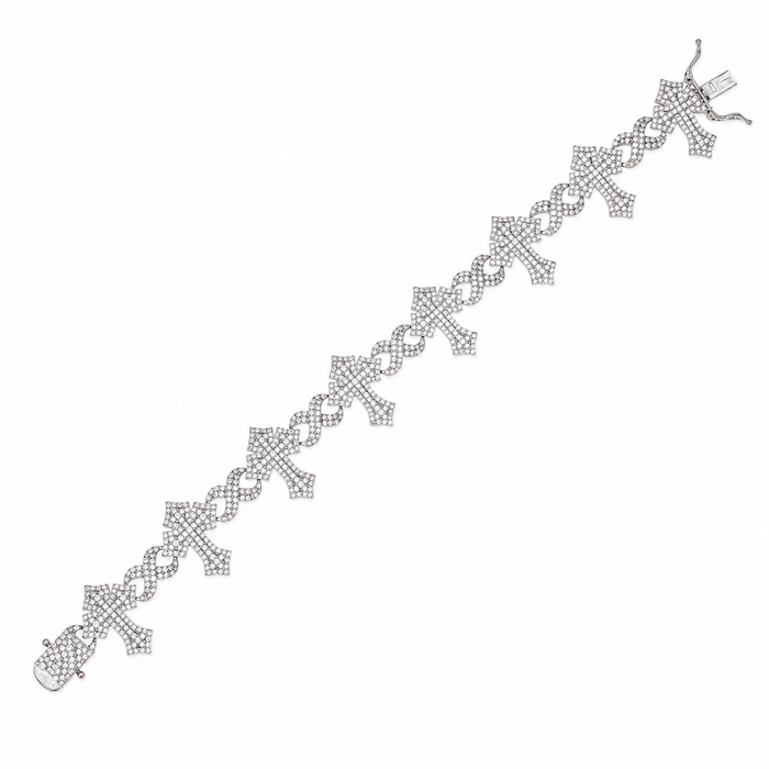 Rhodium Plated 925 Sterling Silver Moissanite Cross Infinity Necklace or Bracelet - MGMB00115