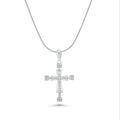 Rhodium Plated 925 Sterling Silver Moissanite Double Layer Cross Pendant - MGMP00009