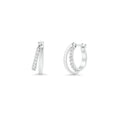 Rhodium Plated 925 Sterling Silver Moissanite Double Row Clear Hoop Earring - MTGE00025