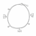 Rhodium Plated 925 Sterling Silver Moissanite Elephant Charm Bracelet - MGMB00158