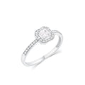 Rhodium Plated 925 Sterling Silver Moissanite Halo Setting Pave Ring - MGMR00058