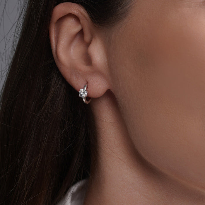 Rhodium Plated 925 Sterling Silver Moissanite Hoop Earring - MDGE00001