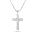 Rhodium Plated 925 Sterling Silver Moissanite Iced Out Cross Pendant - MGMP00008