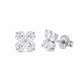 Rhodium Plated 925 Sterling Silver Moissanite Lucky Clover Stud Earrings - MTGE00034