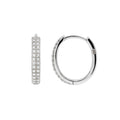 Rhodium Plated 925 Sterling Silver Moissanite Micro Pave Huggie Hoop 11mm Earring - MTGE00006