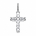 Rhodium Plated 925 Sterling Silver Moissanite Multi Color Baguette Pave Cross Pendant - MGMP00011