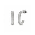 Rhodium Plated 925 Sterling Silver Moissanite Multi Row Pave Earring - MGME00044
