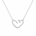 Rhodium Plated 925 Sterling Silver Moissanite Open Heart Necklace - MTGN00013