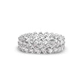 Rhodium Plated 925 Sterling Silver Moissanite or CZ Double Eternity Band Baguette Ring - MGMR00369