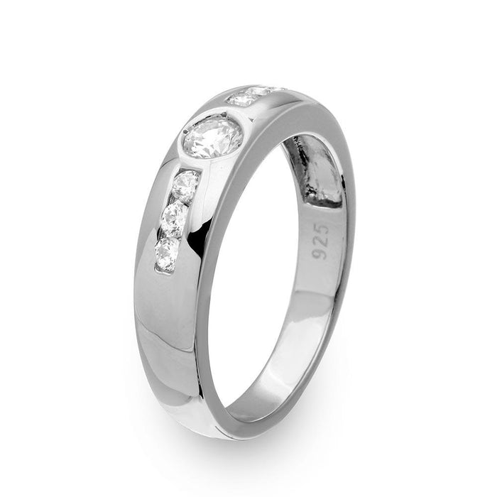 Rhodium Plated 925 Sterling Silver Moissanite or CZ Eternity Ring - MGMR00135
