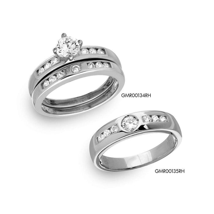 Rhodium Plated 925 Sterling Silver Moissanite or CZ Eternity Ring - MGMR00135