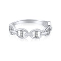 Rhodium Plated 925 Sterling Silver Moissanite or CZ Mariner Design Link Ring - MGMR00366