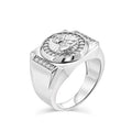 Rhodium Plated 925 Sterling Silver Moissanite or CZ Men's Malverde Ring - MGMR00419