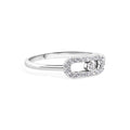 Rhodium Plated 925 Sterling Silver Moissanite or CZ Oval Fidgeting 1.8mm Ring - MGMR00404