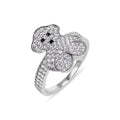 Rhodium Plated 925 Sterling Silver Moissanite or CZ Teddy Bear Clear Studded 15.5mm Ring - MGMR00407