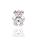 Rhodium Plated 925 Sterling Silver Moissanite or CZ Teddy Bear Ring - MGMR00447
