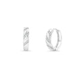 Rhodium Plated 925 Sterling Silver Moissanite Pave Accents Hoop 13.3mm Earring - MTGE00022