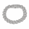 Rhodium Plated 925 Sterling Silver Moissanite Pave Cuban Link 12mm Bracelet - MTGB00017