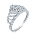 Rhodium Plated 925 Sterling Silver Moissanite Quinceanera Heart Crown Ring - MGMR00356
