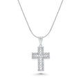 Rhodium Plated 925 Sterling Silver Moissanite Rope Design Cross Pendant - MGMP00006